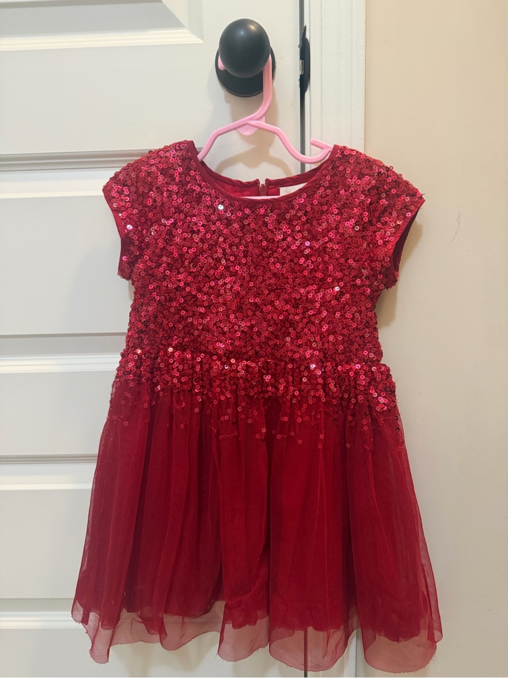 Mini Boden 3/4 Red Sequin Tulle Dress